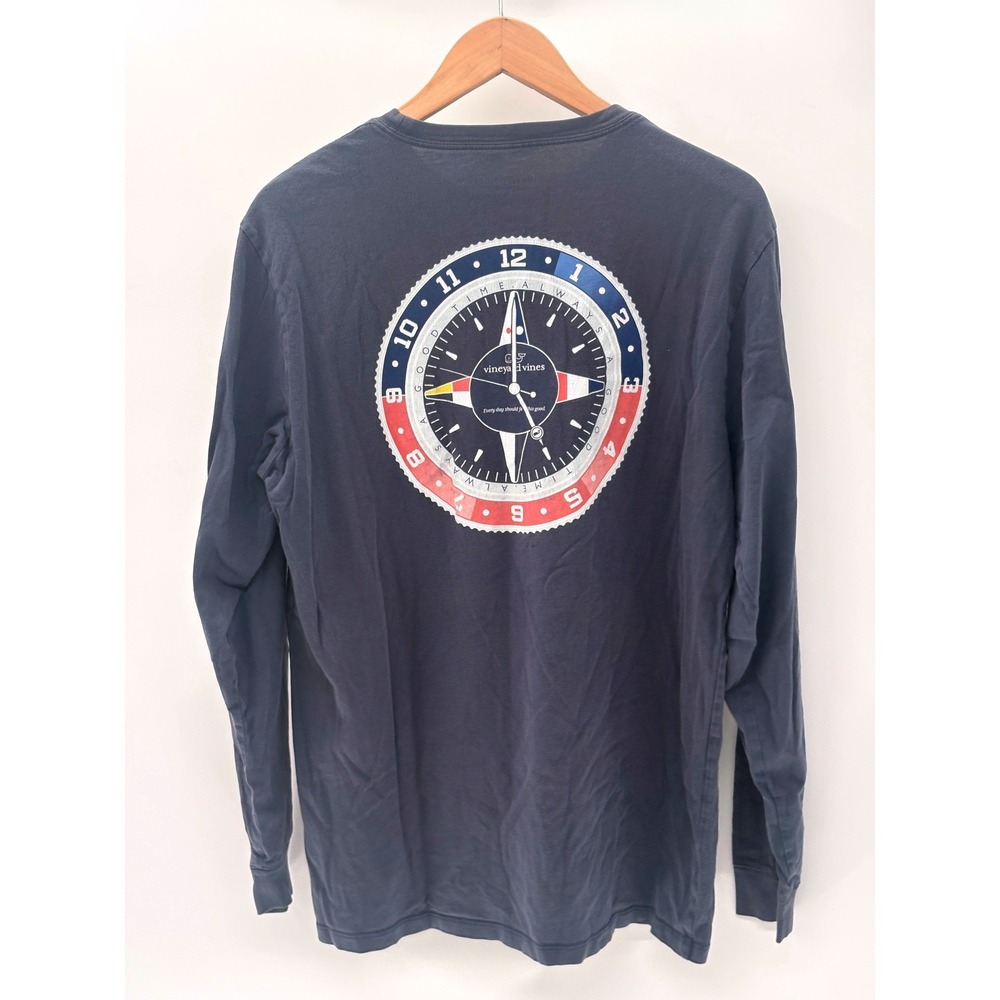 Vineyard Vines T Shirt Long Sleeve Always A Good Time Men Medium Navy Blue